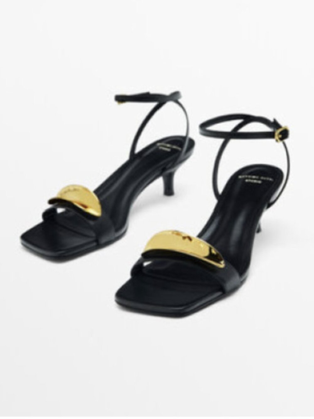 Massimo Dutti STUDIO Kitten Heel Leather sandal  37 EU